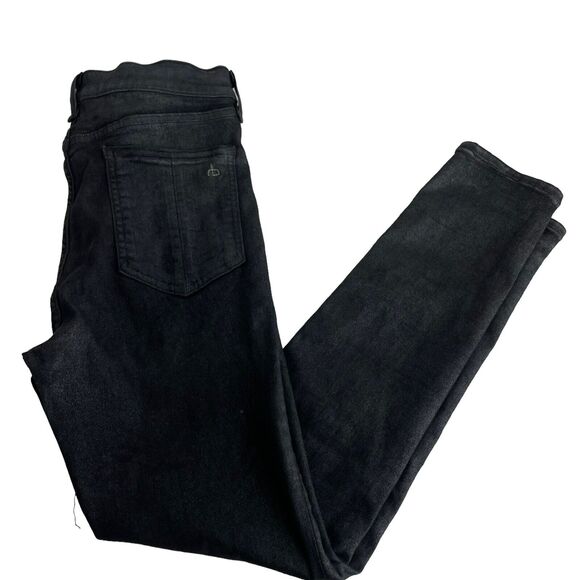 Rag & Bone High Rise Skinny Ankle Jeans In Gun Metal Grey Wax Coated Size 29 - Picture 1 of 12